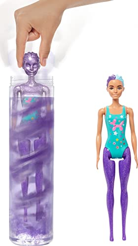 New Color Reveal Doll Glittery Purple With 25 Hairstyling & Party-Themed Surprises Including 10 Plug-in Hair Pieces Gift For Kids 3 Years Old & Up - Classic Train Play Edition