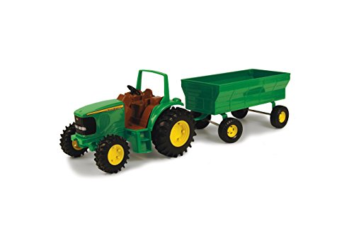 TOMY John Deere Kids Tractor Toy With Flarebox Wagon Set 8 Inches - Construction Vehicle Activity Set