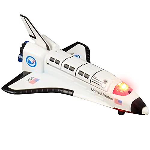 Light Up Space Shuttle Toy 1PC Battery Operated Spaceship Toy With LEDs Sounds And Pullback Motion Outer Space Party Decoration Great Space Gifts For Boys And Girls 6 Inches - Astronaut Imagination Edition