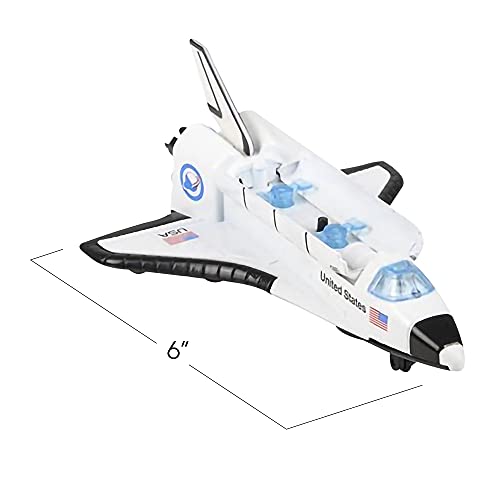 Light Up Space Shuttle Toy 1PC Battery Operated Spaceship Toy With LEDs Sounds And Pullback Motion Outer Space Party Decoration Great Space Gifts For Boys And Girls 6 Inches - Astronaut Imagination Edition
