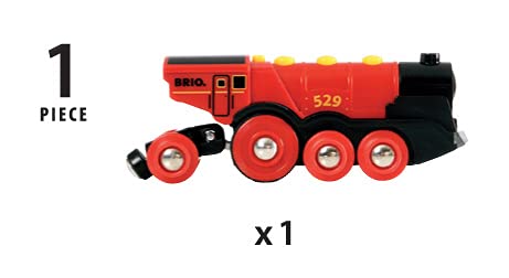 RIO World 33592 Mighty Red Action Locomotive Battery Operated Toy Train With Light And Sound Effects For Kids Age 3 And Up - Classic Train Play Edition