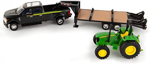 ERTL 1:32 Scale Ford F350 Pickup And Tractor Set — Includes John Deere Tractor Ford F350 Pickup And Gooseneck Trailer — 17.25 X 3.2 X 4.5 Inches — Ages 3 Years And Up - Construction Vehicle Activity Set