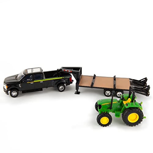 ERTL 1:32 Scale Ford F350 Pickup And Tractor Set — Includes John Deere Tractor Ford F350 Pickup And Gooseneck Trailer — 17.25 X 3.2 X 4.5 Inches — Ages 3 Years And Up - Construction Vehicle Activity Set