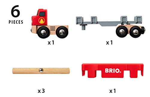 World 33657 – Lumber Truck – 6 Piece Wooden Toy Train For Kids Ages 3 And Up Grey - Classic Train Play Edition