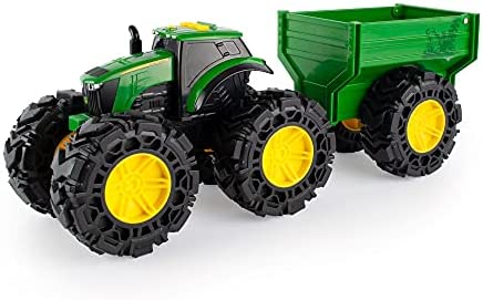 Toddler Toys Lights And Sounds Monster Treads Tractor Toy With Wagon 8 Inch Green Ages 3+ Red - Construction Vehicle Activity Set