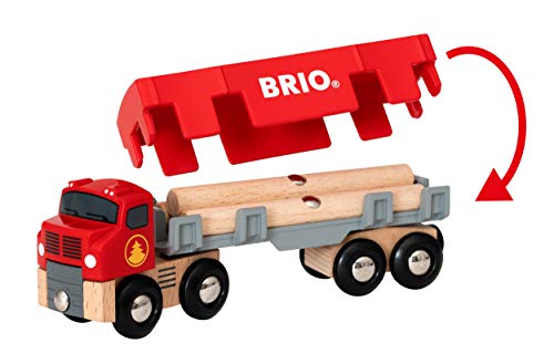 World 33657 – Lumber Truck – 6 Piece Wooden Toy Train For Kids Ages 3 And Up Grey - Classic Train Play Edition