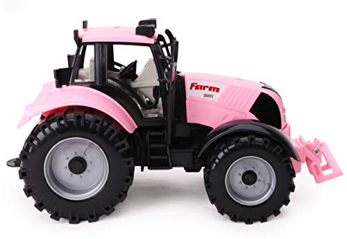 Friction Powered Farm Tractor With Opening Bonnet (Pink) - Construction Vehicle Activity Set