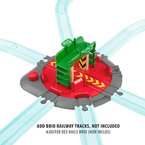 Promo World 33476 – Turntable & Figure – 2 Piece Wooden Toy Train Accessory For Kids Ages 3 And Up - Classic Train Play Edition