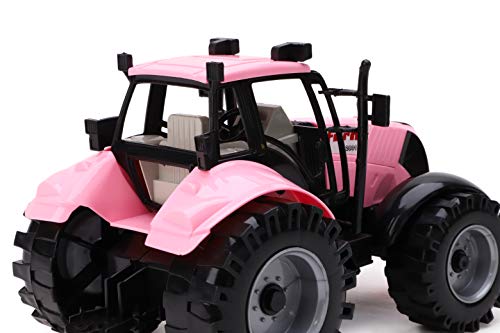 Friction Powered Farm Tractor With Opening Bonnet (Pink) - Construction Vehicle Activity Set