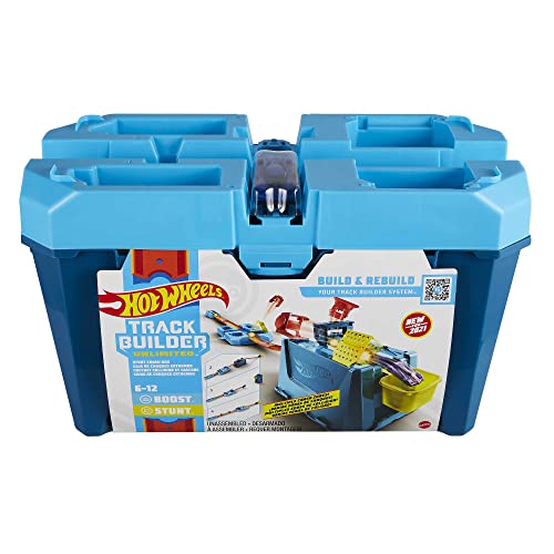 Wholesale Track Builder Unlimited Stunt Crash Box Playset With 18 Building Components In Storage Box With Lid & One 1:64 Scale Hot Wheels Car Awesome Gift For Kids 6 To 12 Years Old - Indoor Racing Activity Set