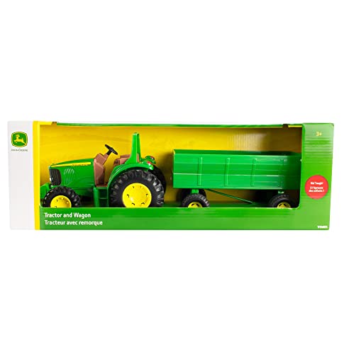 TOMY John Deere Kids Tractor Toy With Flarebox Wagon Set 8 Inches - Construction Vehicle Activity Set