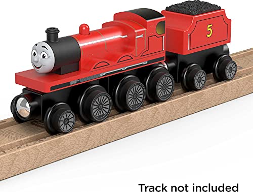 Cheap Wooden Railway James Engine And Coal Car Push-Along Train Made From Sustainably Sourced Wood For Kids 2 Years And Up - Classic Train Play Edition
