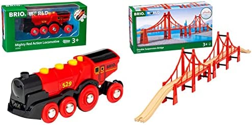 RIO World 33592 Mighty Red Action Locomotive Battery Operated Toy Train With Light And Sound Effects For Kids Age 3 And Up - Classic Train Play Edition