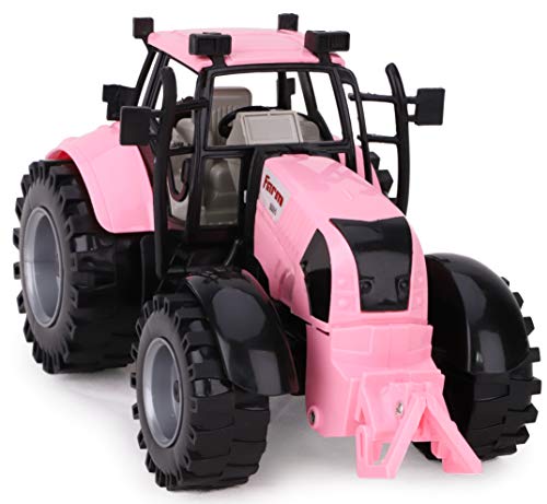 Friction Powered Farm Tractor With Opening Bonnet (Pink) - Construction Vehicle Activity Set