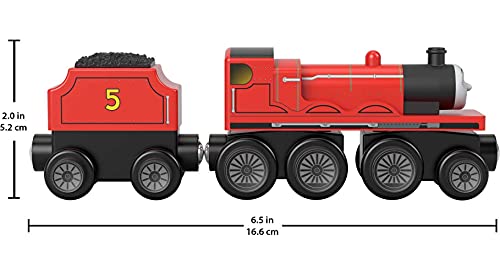 Cheap Wooden Railway James Engine And Coal Car Push-Along Train Made From Sustainably Sourced Wood For Kids 2 Years And Up - Classic Train Play Edition