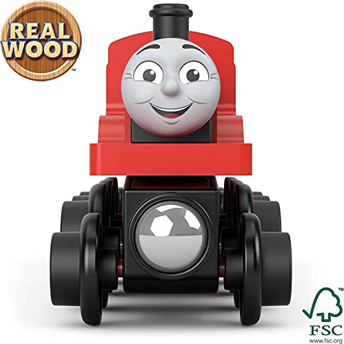 Cheap Wooden Railway James Engine And Coal Car Push-Along Train Made From Sustainably Sourced Wood For Kids 2 Years And Up - Classic Train Play Edition