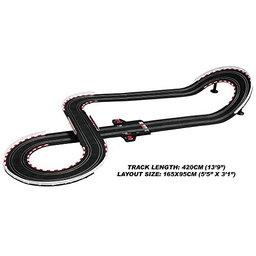 Super 251 USB Power Slot Car Racing Set LED Headlights Strong Magnetic Base Mechanical Lap Counter & Powerbase Integrated As Combo Track For Ages 8 And Up - Indoor Racing Activity Set