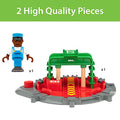 Promo World 33476 – Turntable & Figure – 2 Piece Wooden Toy Train Accessory For Kids Ages 3 And Up - Classic Train Play Edition