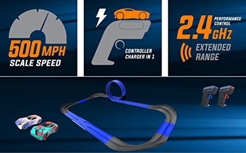 2.4 GHz Radio Control Remote Slot-Less Cordless Racing Blazin Loop Speedway Track Set With Two C - Indoor Racing Activity Set