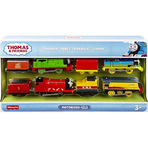 Percy James & Rebecca Train Engine Set – Set Of 4 Motorized Toy Train Engines For Preschool Kids Ages 3 Years & Ol - Classic Train Play Edition