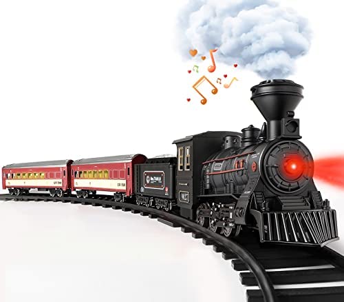 Cheap Train Set – Train Toy For Boys Girls W/ Smokes Lights & Sound Railway Kits W/ Steam Locomotive Engine Cargo Cars & Tracks Christmas Gifts For 3 4 5 6 7 8+ Year Old Kids Red - Classic Train Play Edition