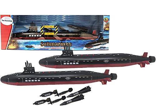 Promo 16.5 Inch Toy Navy Black Submarine With Sound Effects And Torpedo (2 Pack) - Sea Mission Play Edition