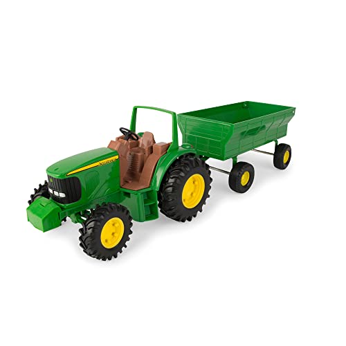 TOMY John Deere Kids Tractor Toy With Flarebox Wagon Set 8 Inches - Construction Vehicle Activity Set