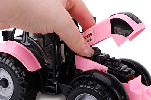 Friction Powered Farm Tractor With Opening Bonnet (Pink) - Construction Vehicle Activity Set