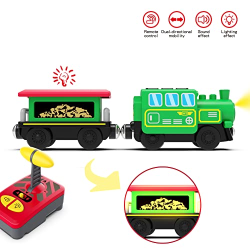 Budget Wooden Train Accessories Battery Operated Locomotive Train Remote Control Train For Track Set Powerful Engine Train Vehicles Fit All Major Brands Track Railway System (Battery Not Included) - Classic Train Play Edition