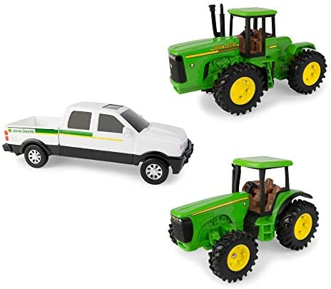 TOMY John Deere Kids Tractor Toy With Flarebox Wagon Set 8 Inches - Construction Vehicle Activity Set