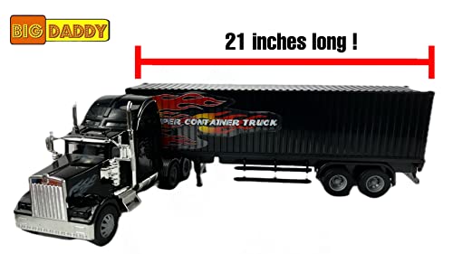 Rig Heavy Duty Tractor Trailer Transport Series Big Box Tractor Trailer (Colors May Vary) - Construction Vehicle Activity Set