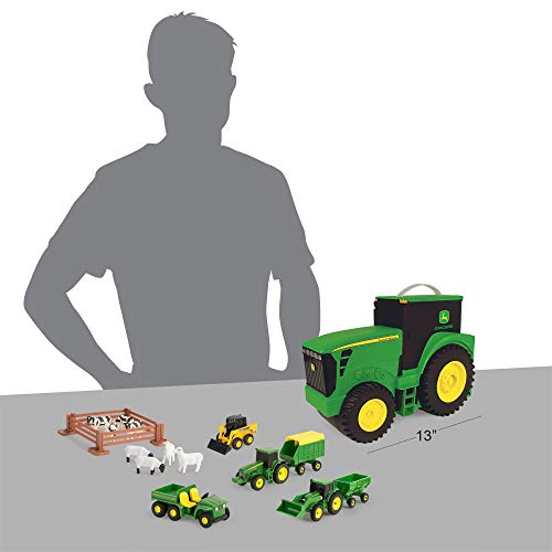 New TOMY John Deere Durable Vehicle Toy Set For Kids With Tractor Shaped Portable Carry Cas - Construction Vehicle Activity Set