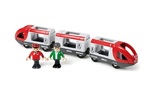 RIO World 33505 – Travel Train – 5 Piece Wooden Toy Train Set For Kids Age 3 And Up - Classic Train Play Edition