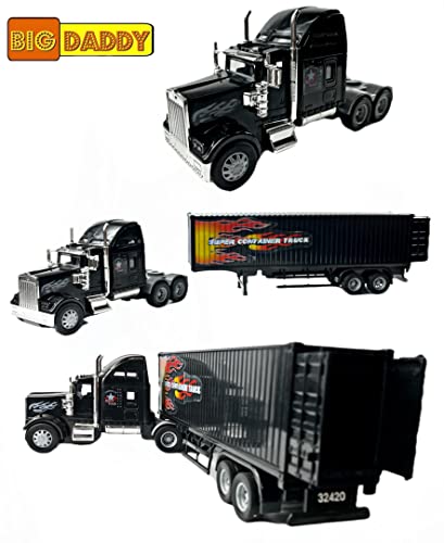 Rig Heavy Duty Tractor Trailer Transport Series Big Box Tractor Trailer (Colors May Vary) - Construction Vehicle Activity Set