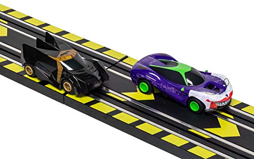Micro Scalextric Justice League Batman Vs Joker Battery Powered 1:64 Slot Car Race Track Set G1155T Black - Indoor Racing Activity Set