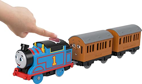 Thomas & Friends Motorized Talking Thomas Engine With Annie & Clarabel Battery-Powered Toy Train With Character Sounds And Phra - Classic Train Play Edition