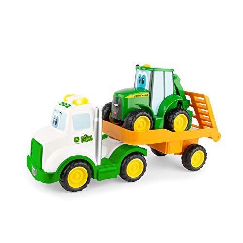 Lights & Sounds Farmin Friends Toy Hauling Set With Toy Truck And Backhoe Tractor Toy Ages 18 Months And Up - Construction Vehicle Activity Set