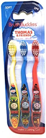 Thomas The Train & Friends Soft Toothbrushes 3 Pack Brush Buddies (Blue Yellow Red) - Classic Train Play Edition