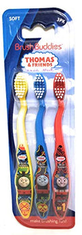 Thomas The Train & Friends Soft Toothbrushes 3 Pack Brush Buddies (Blue Yellow Red) - Classic Train Play Edition