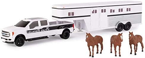 ERTL 1:32 Scale Ford F350 Pickup And Tractor Set — Includes John Deere Tractor Ford F350 Pickup And Gooseneck Trailer — 17.25 X 3.2 X 4.5 Inches — Ages 3 Years And Up - Construction Vehicle Activity Set