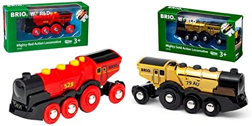 RIO World 33592 Mighty Red Action Locomotive Battery Operated Toy Train With Light And Sound Effects For Kids Age 3 And Up - Classic Train Play Edition