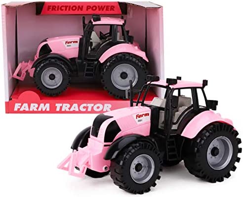 Friction Powered Farm Tractor With Opening Bonnet (Pink) - Construction Vehicle Activity Set
