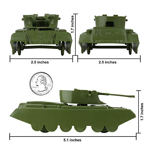 Promo Lassic Payton Anti-Aircraft Tanks – 4pc Tan Green Plastic Army Men Vehicle - Classic Train Play Edition