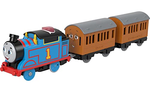 Thomas & Friends Motorized Talking Thomas Engine With Annie & Clarabel Battery-Powered Toy Train With Character Sounds And Phra - Classic Train Play Edition