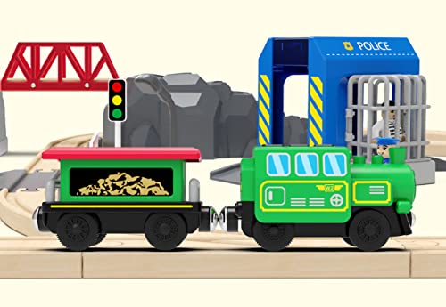 Budget Wooden Train Accessories Battery Operated Locomotive Train Remote Control Train For Track Set Powerful Engine Train Vehicles Fit All Major Brands Track Railway System (Battery Not Included) - Classic Train Play Edition