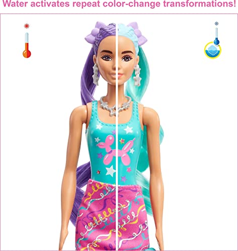 New Color Reveal Doll Glittery Purple With 25 Hairstyling & Party-Themed Surprises Including 10 Plug-in Hair Pieces Gift For Kids 3 Years Old & Up - Classic Train Play Edition