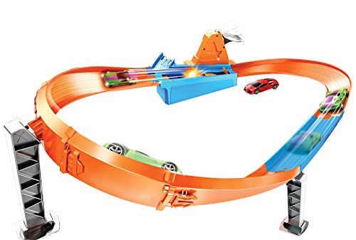 Rapid Raceway Champion Action Hot Wheels Championship Track Speed Boost Oval Track Ages 4 And Older - Indoor Racing Activity Set