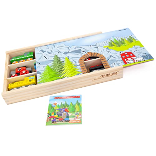 New Toys 12 (20 Pcs) Wooden Train Cars For Kids + Dual-use Wooden Box Cover/Tunnel Wooden Train Set Trains Toy Compatible With Thomas Wooden Railway Brio - Classic Train Play Edition