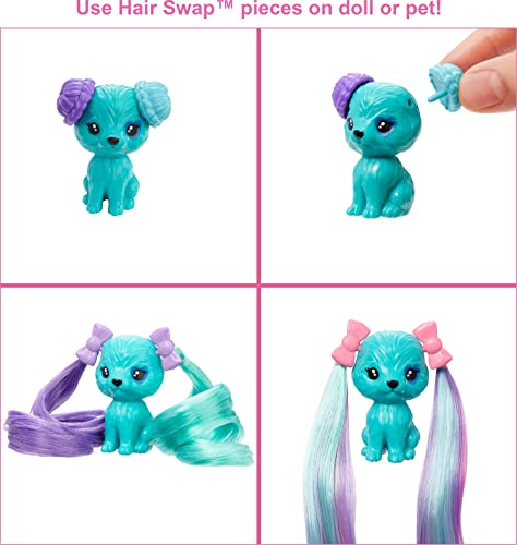 New Color Reveal Doll Glittery Purple With 25 Hairstyling & Party-Themed Surprises Including 10 Plug-in Hair Pieces Gift For Kids 3 Years Old & Up - Classic Train Play Edition