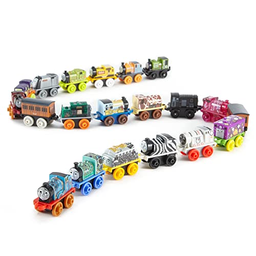 Budget MINIS Toy Train Pack Set Of 20 Miniature Push-Along Engines And Railway Vehicles For Preschool Pretend Play - Classic Train Play Edition